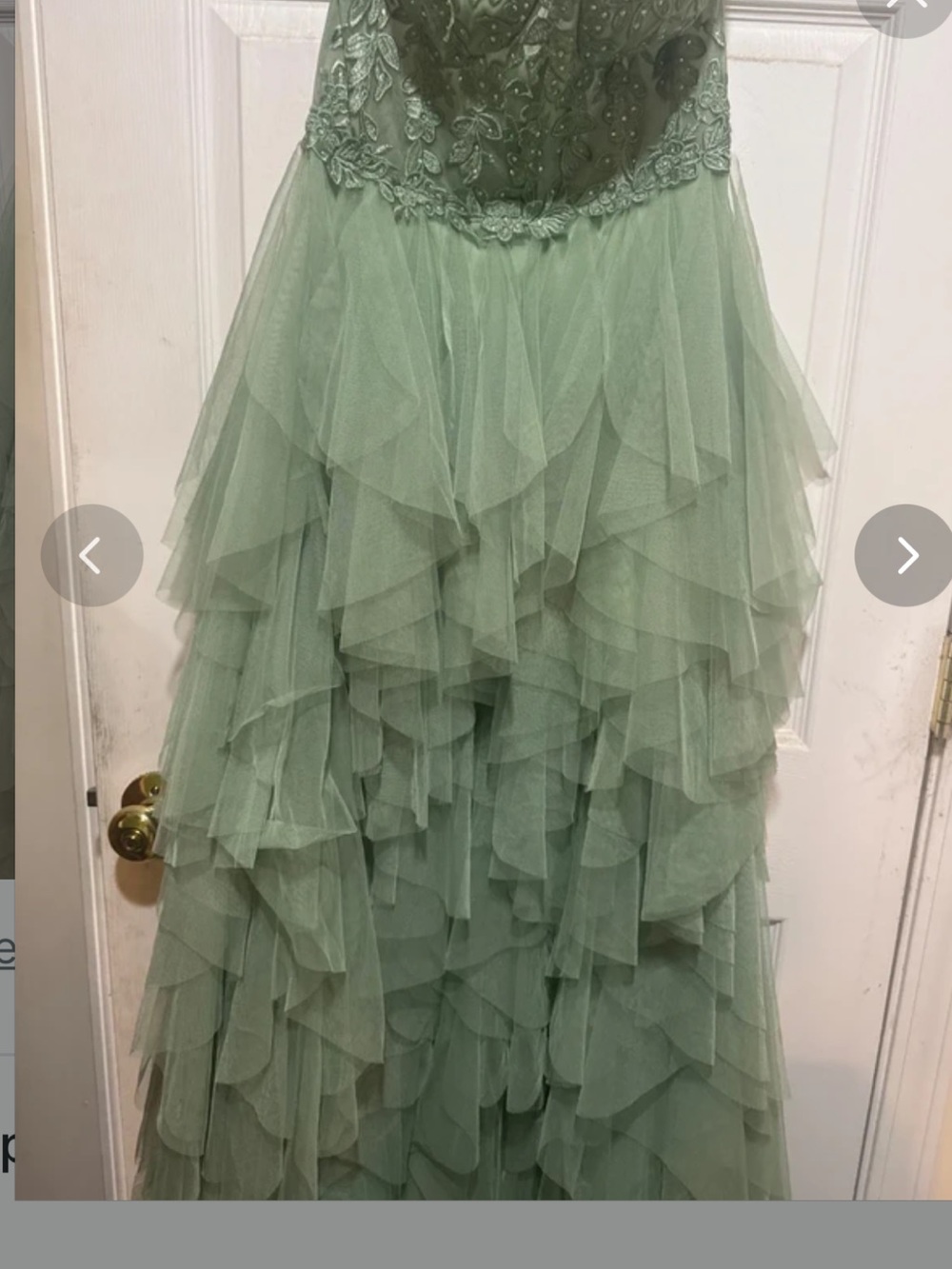 Windsor Mint Green Layered Tulle Ruffle Prom Gown